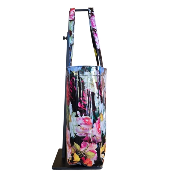 Ted Baker London Oicon Oil Painting Black Floral Multicolor Vinyl Tote Bag - Picture 3 of 12